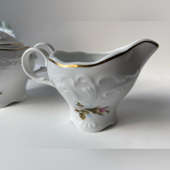 Vintage Manuet Poland - Vienna Rose Sugar Bowl & Creamer - Picture 5 of 11